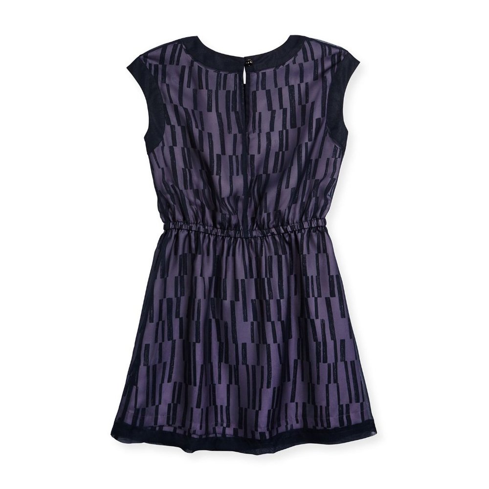 Vince Chiffon-Overlay A-Line Dress Navy sz XL Girl's Coastal Casual - Picture 2 of 9